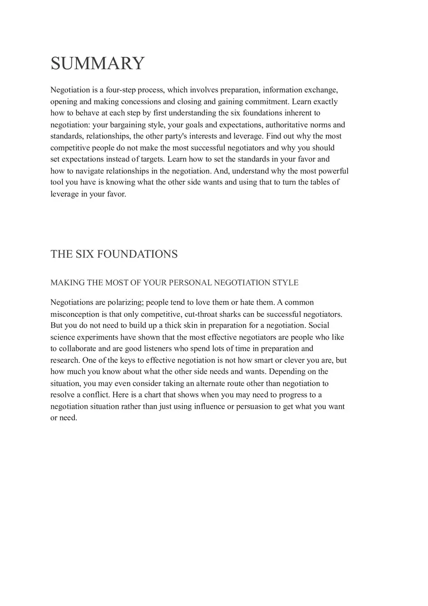 Bargaining For Advantage Summary - Page 1