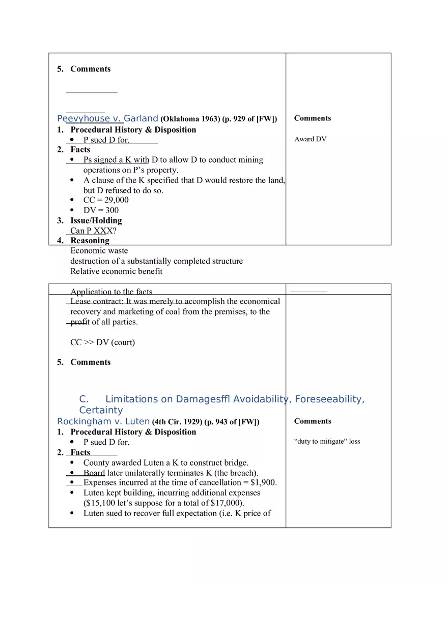 Contracts Case Briefs - Lecture Notes Part 5 - Page 1