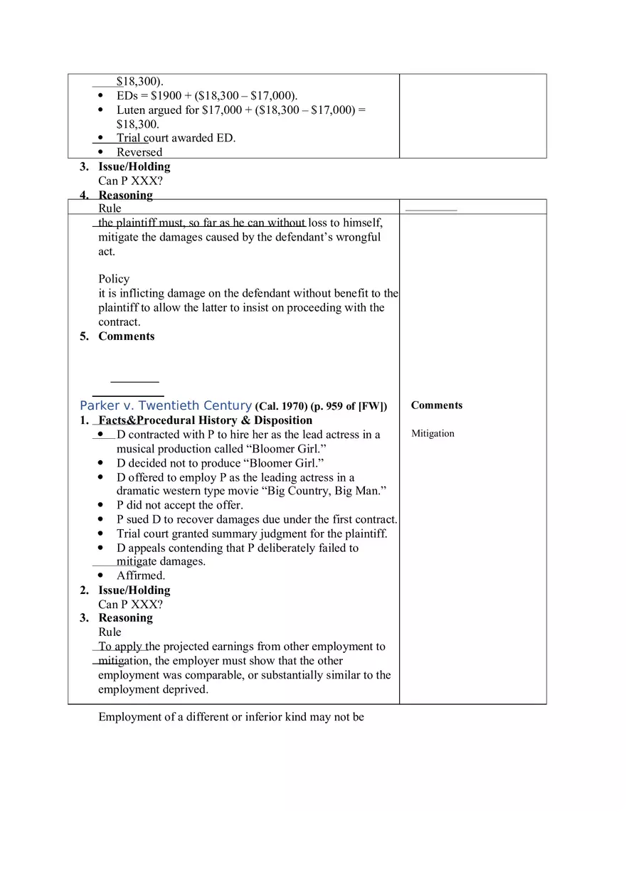 Contracts Case Briefs - Lecture Notes Part 5 - Page 2