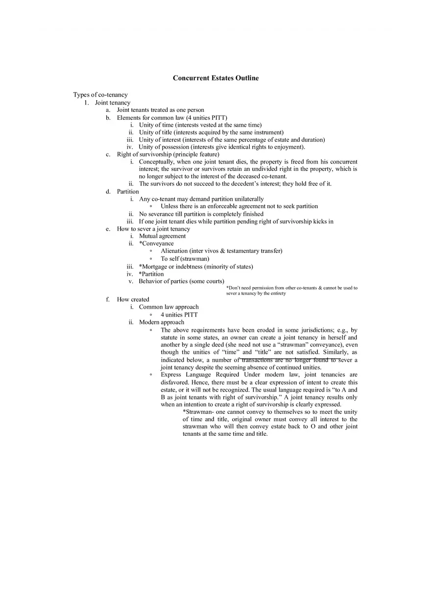 Concurrent Estates Outline - Page 1