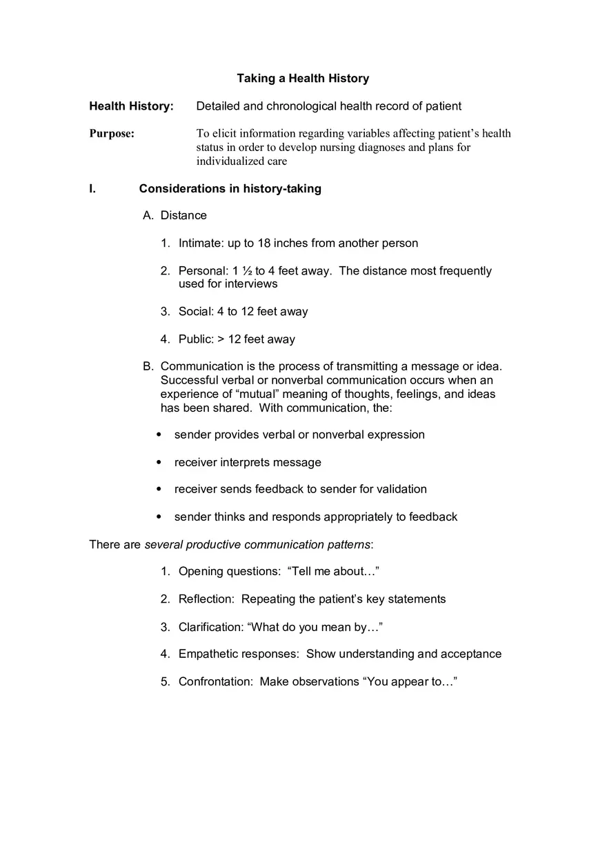 Health History Interview - Page 1