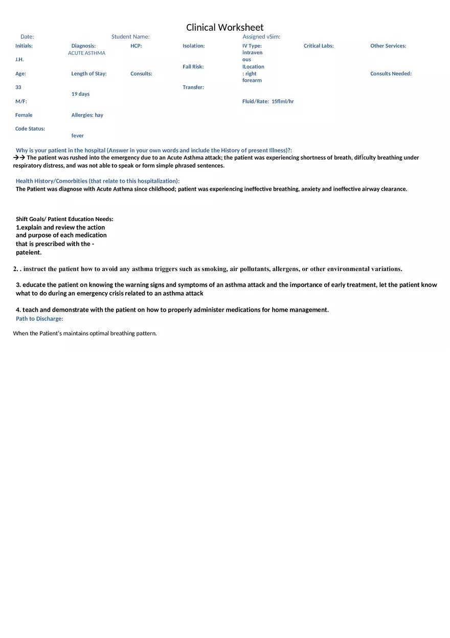 Diagnosis - Acute Asthma Worksheet v Sim - Page 6