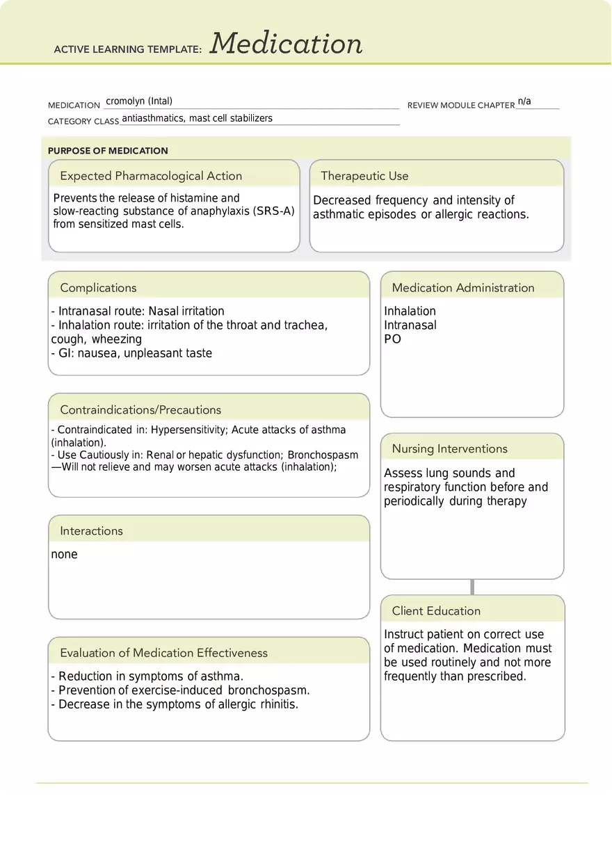 Cromolyn (Intal) - Drug Template - Page 1