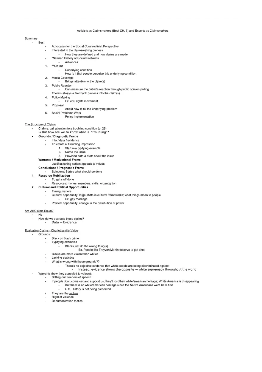 Activists as Claimsmakers and Experts as Claimsmakers - Page 1
