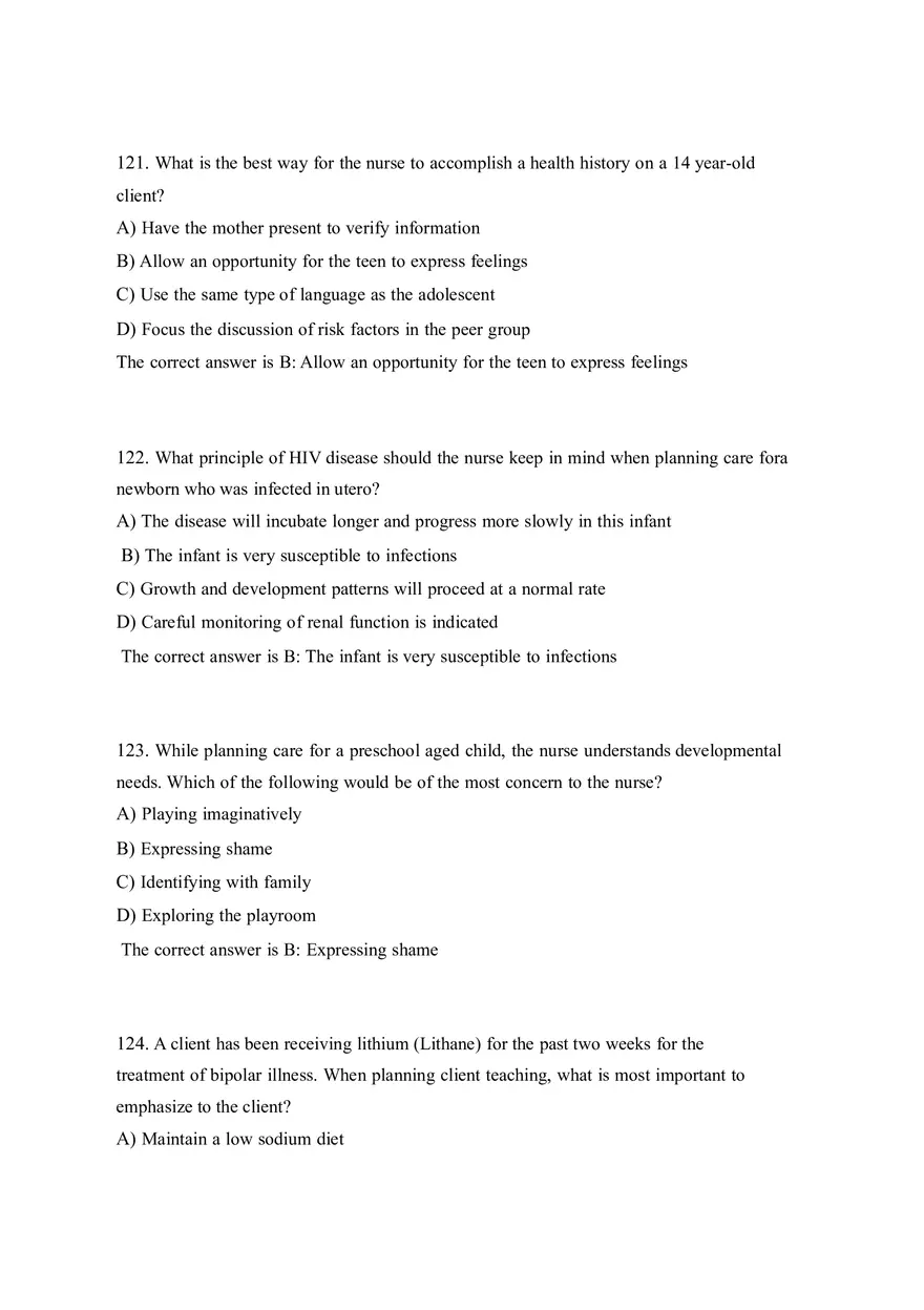 HESI EXIT V4 160 Questions and Answers Part 6 - Page 7