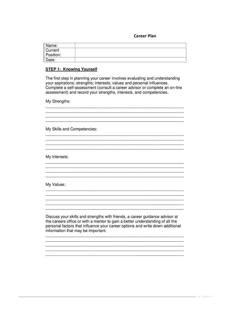 Career Plan Template - Page 1