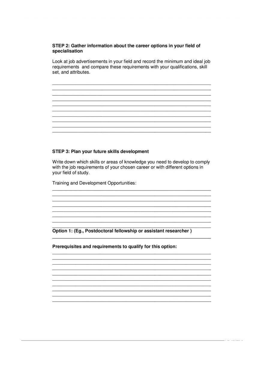 Career Plan Template - Page 2