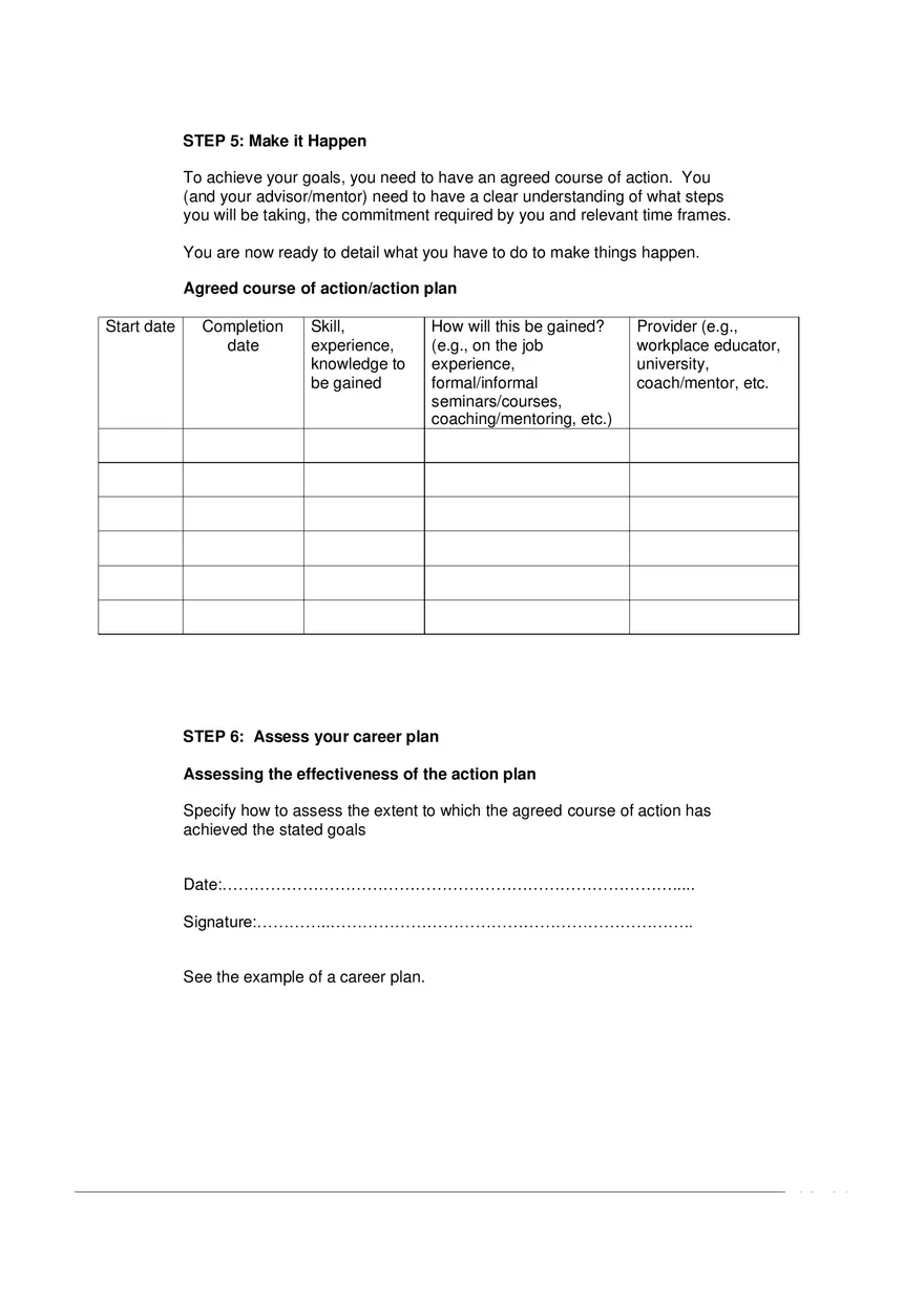 Career Plan Template - Page 4