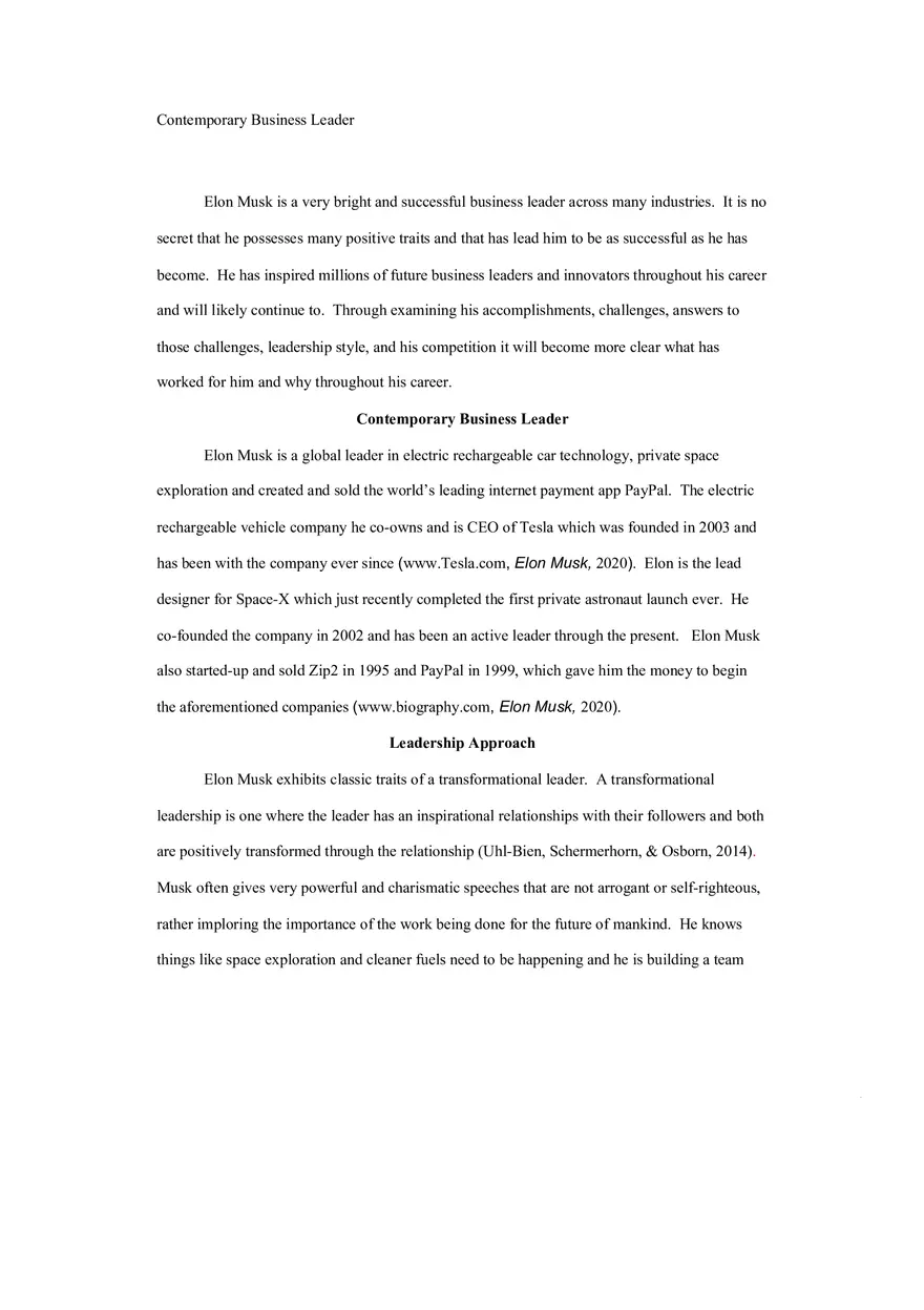 Contemporary Business Leader - Report - Page 1
