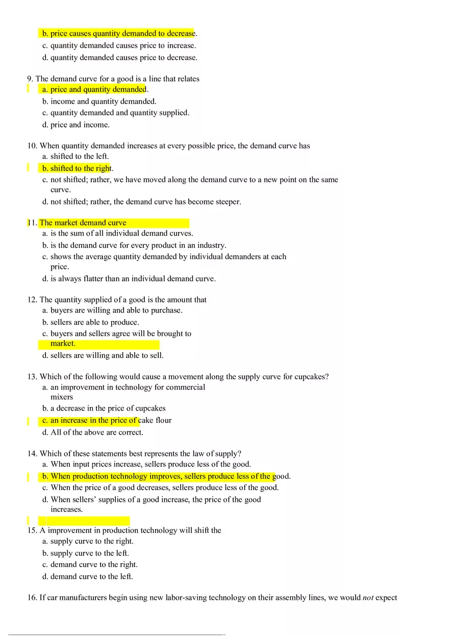 Review of Supply, Demand and Elasticity Exercise - Page 2