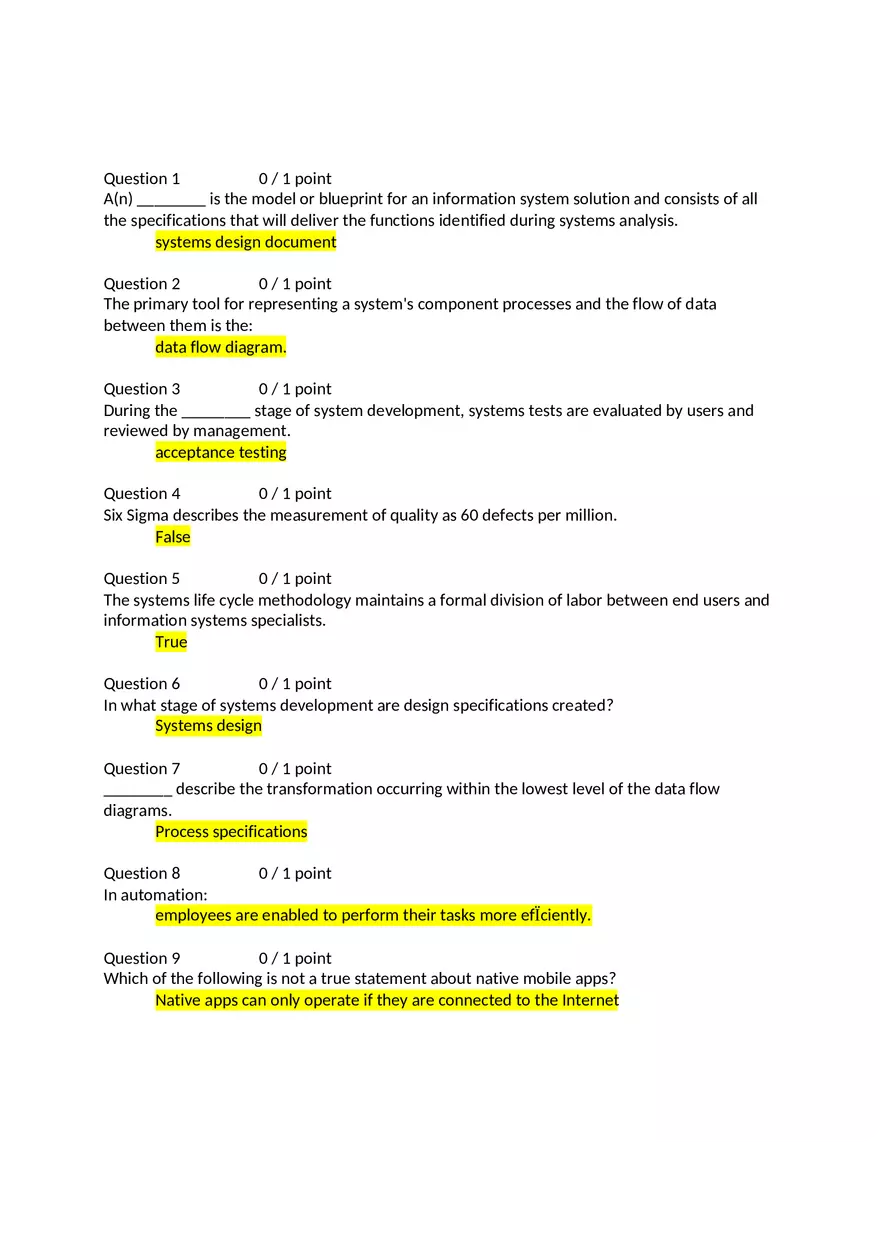Systems Analysis Test - Page 1