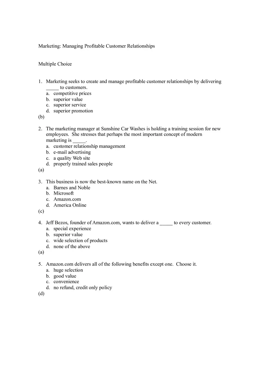 Managing Profitable Customer Relationships Part 1 - Page 1