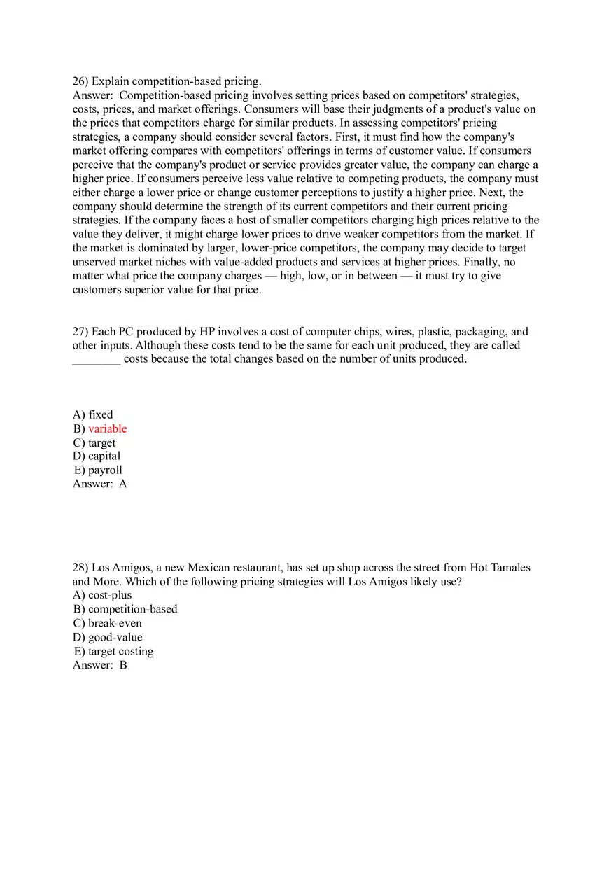 Pricing - Understanding and Capturing Customer Value 1-35 Answer Key - Page 8