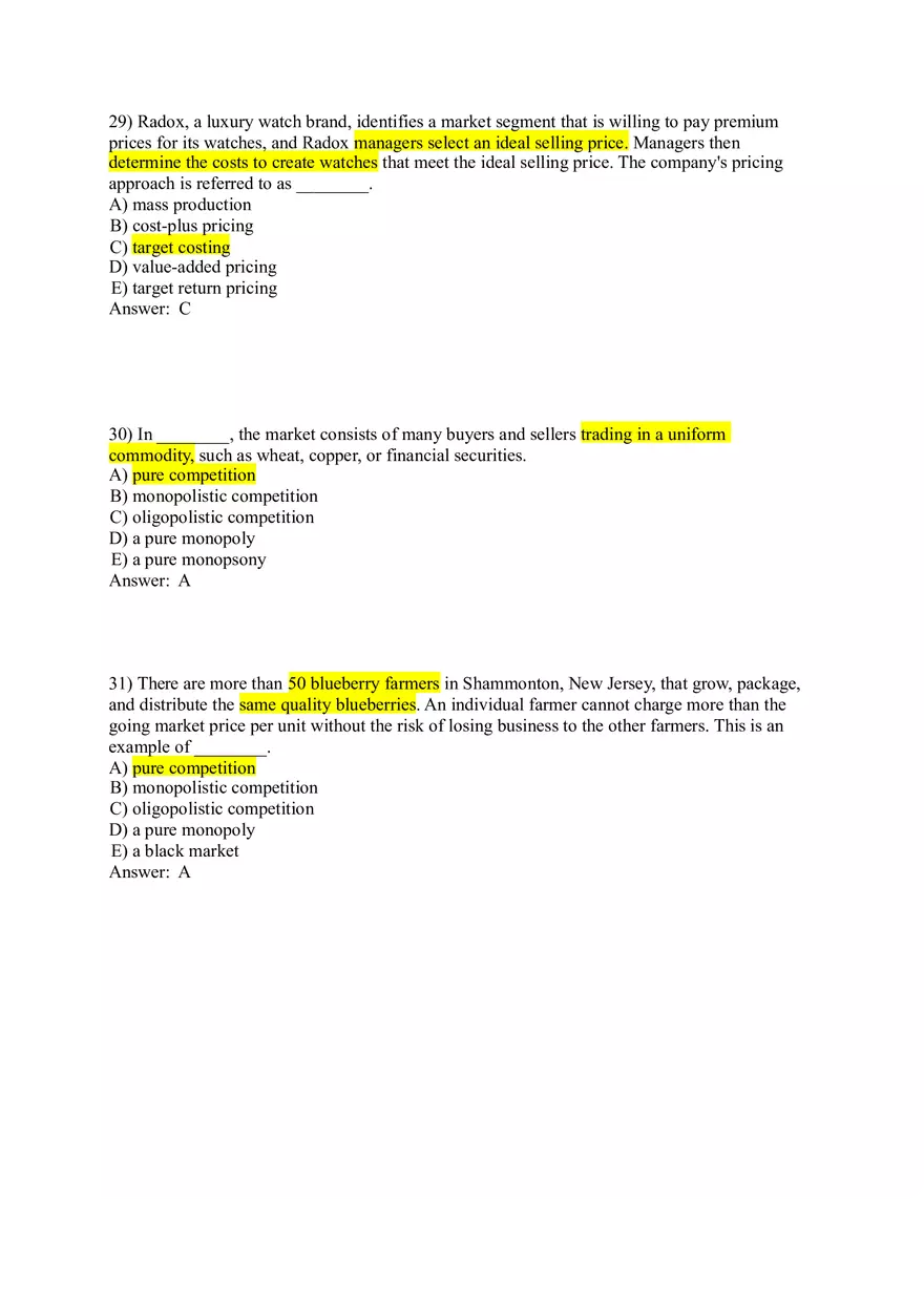 Pricing - Understanding and Capturing Customer Value 1-35 Answer Key - Page 9