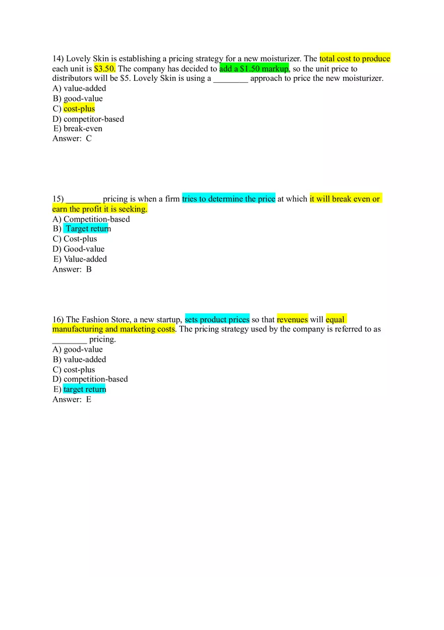 Pricing - Understanding and Capturing Customer Value 1-35 Answer Key - Page 5