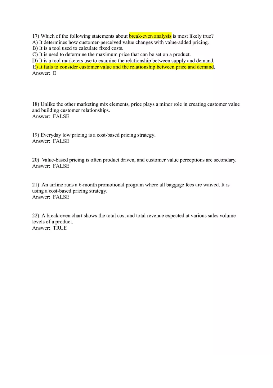 Pricing - Understanding and Capturing Customer Value 1-35 Answer Key - Page 6