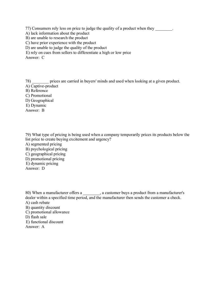 Pricing - Understanding and Capturing Customer Value 74-100 Answer Key - Page 2