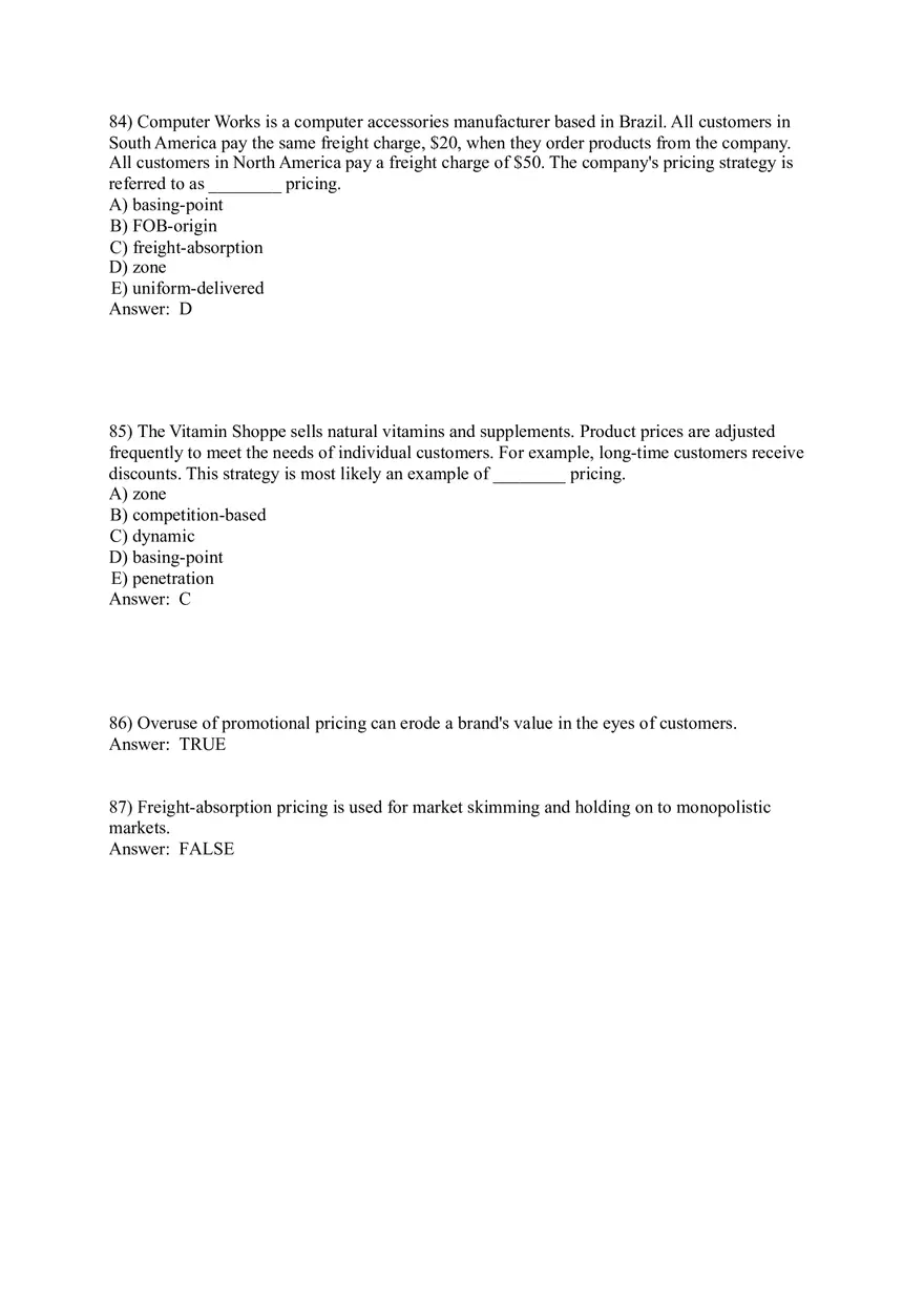 Pricing - Understanding and Capturing Customer Value 74-100 Answer Key - Page 4