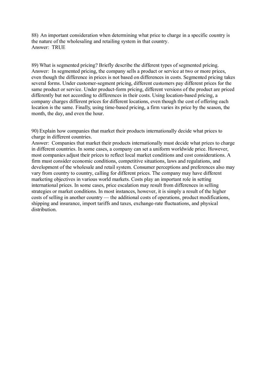 Pricing - Understanding and Capturing Customer Value 74-100 Answer Key - Page 5