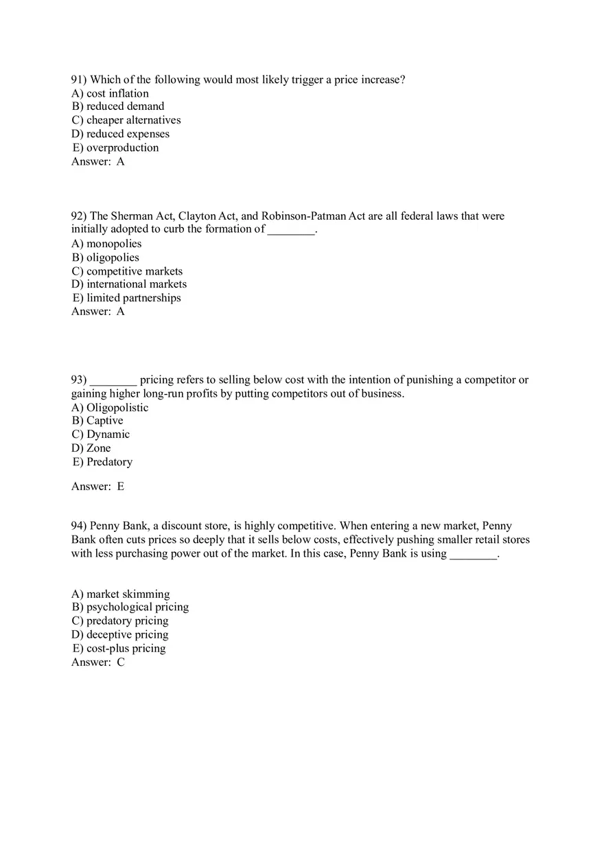 Pricing - Understanding and Capturing Customer Value 74-100 Answer Key - Page 6