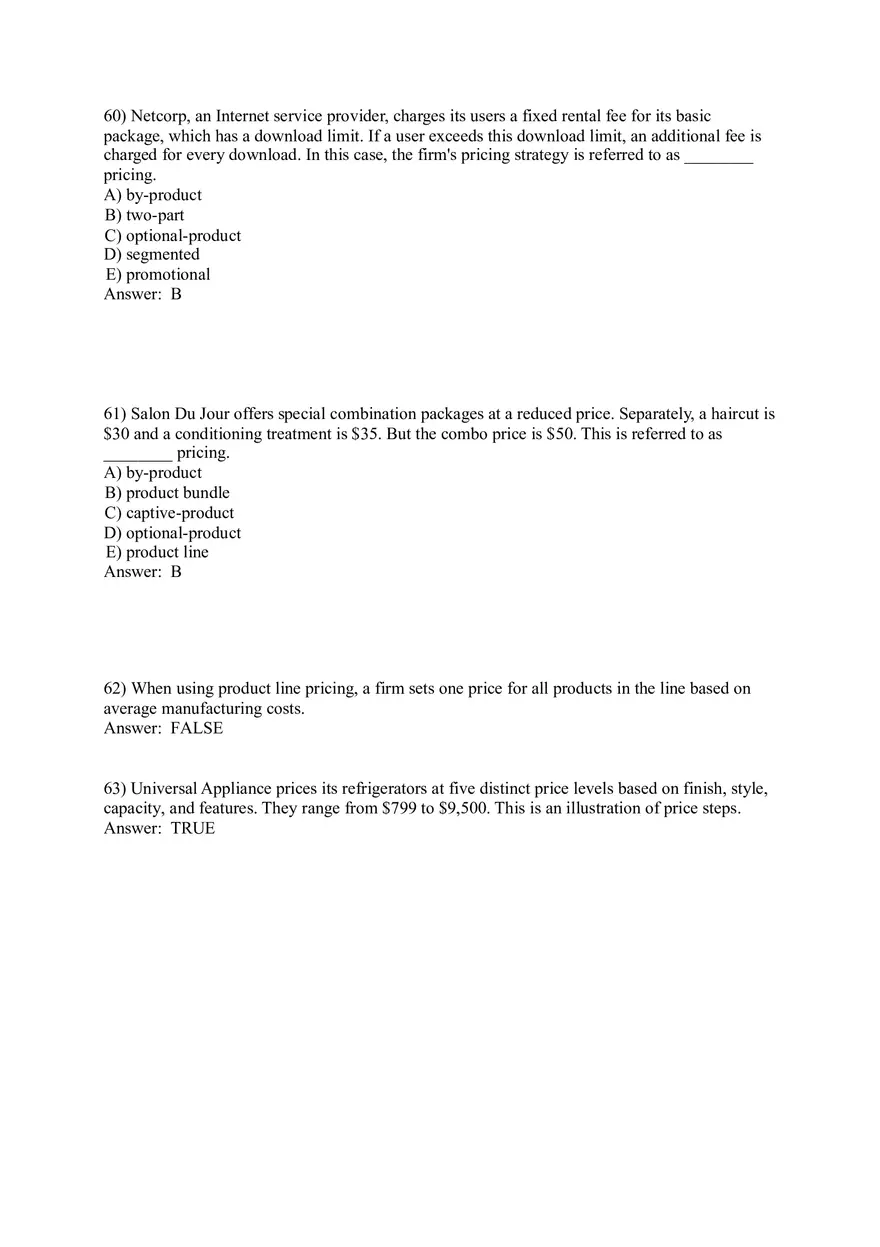 Pricing - Understanding and Capturing Customer Value 36-73 Answer Key - Page 7