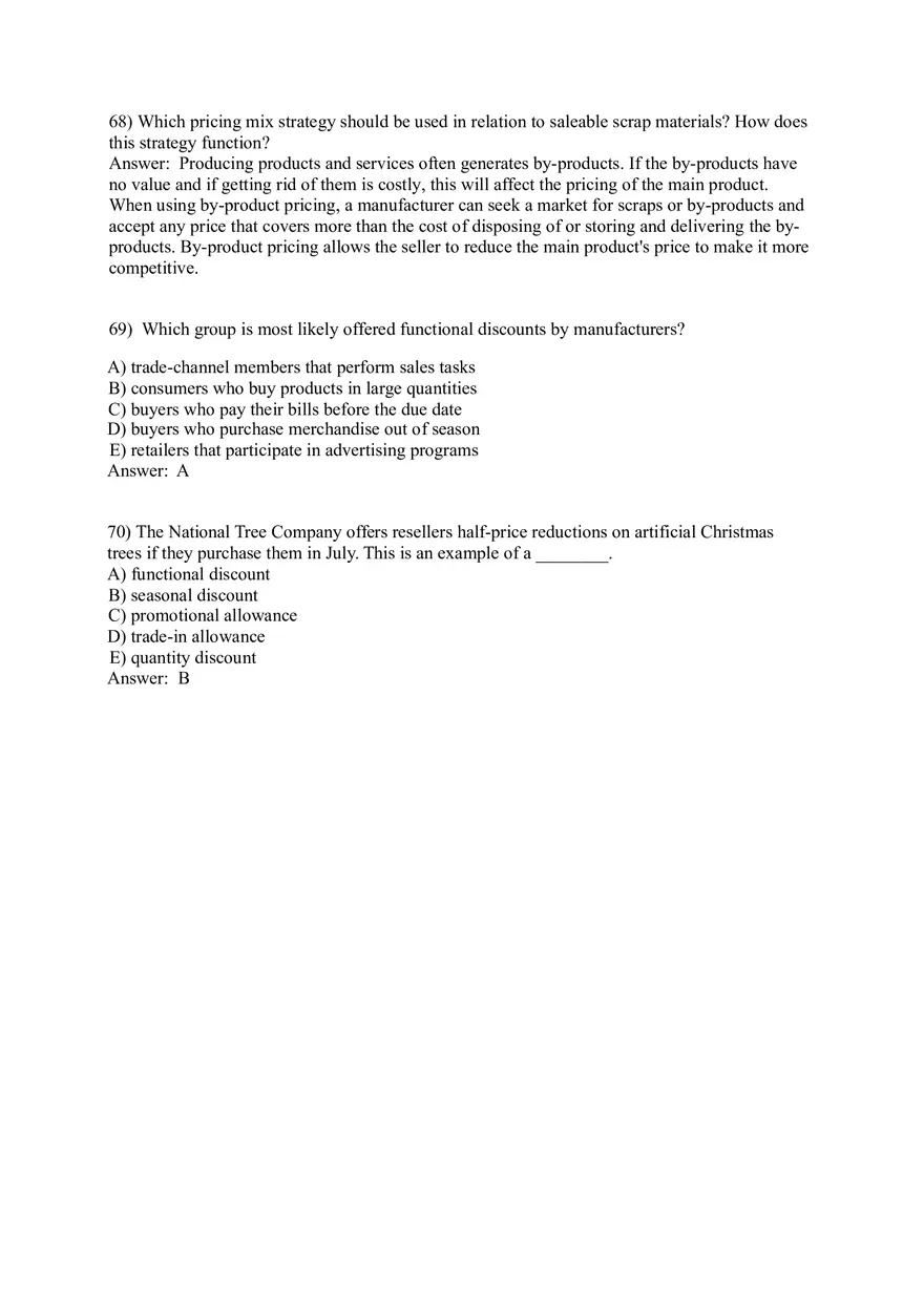 Pricing - Understanding and Capturing Customer Value 36-73 Answer Key - Page 9