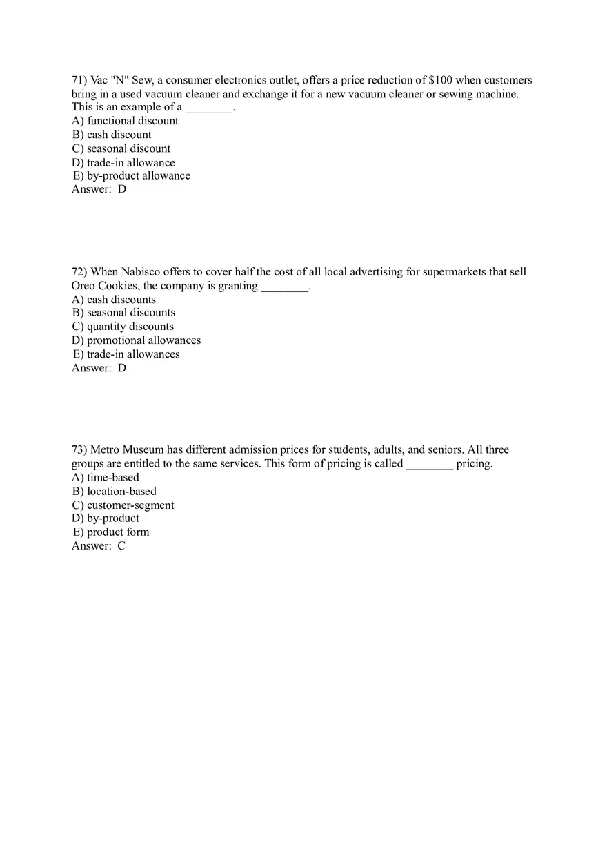Pricing - Understanding and Capturing Customer Value 36-73 Answer Key - Page 10