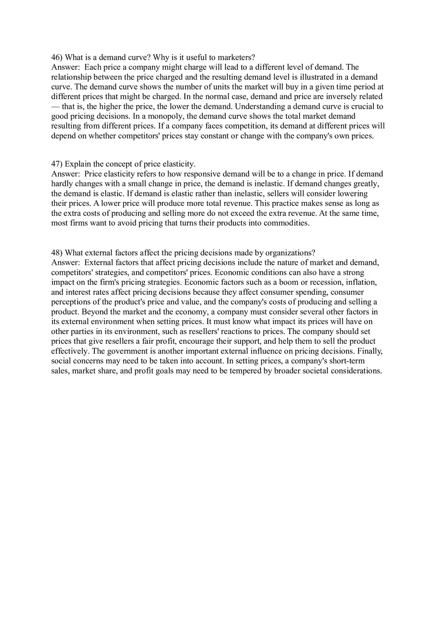 Pricing - Understanding and Capturing Customer Value 36-73 Answer Key - Page 3