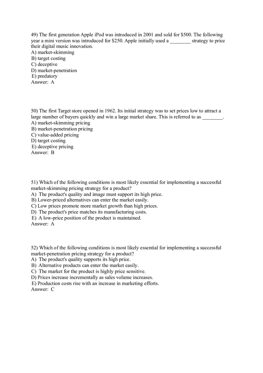 Pricing - Understanding and Capturing Customer Value 36-73 Answer Key - Page 4