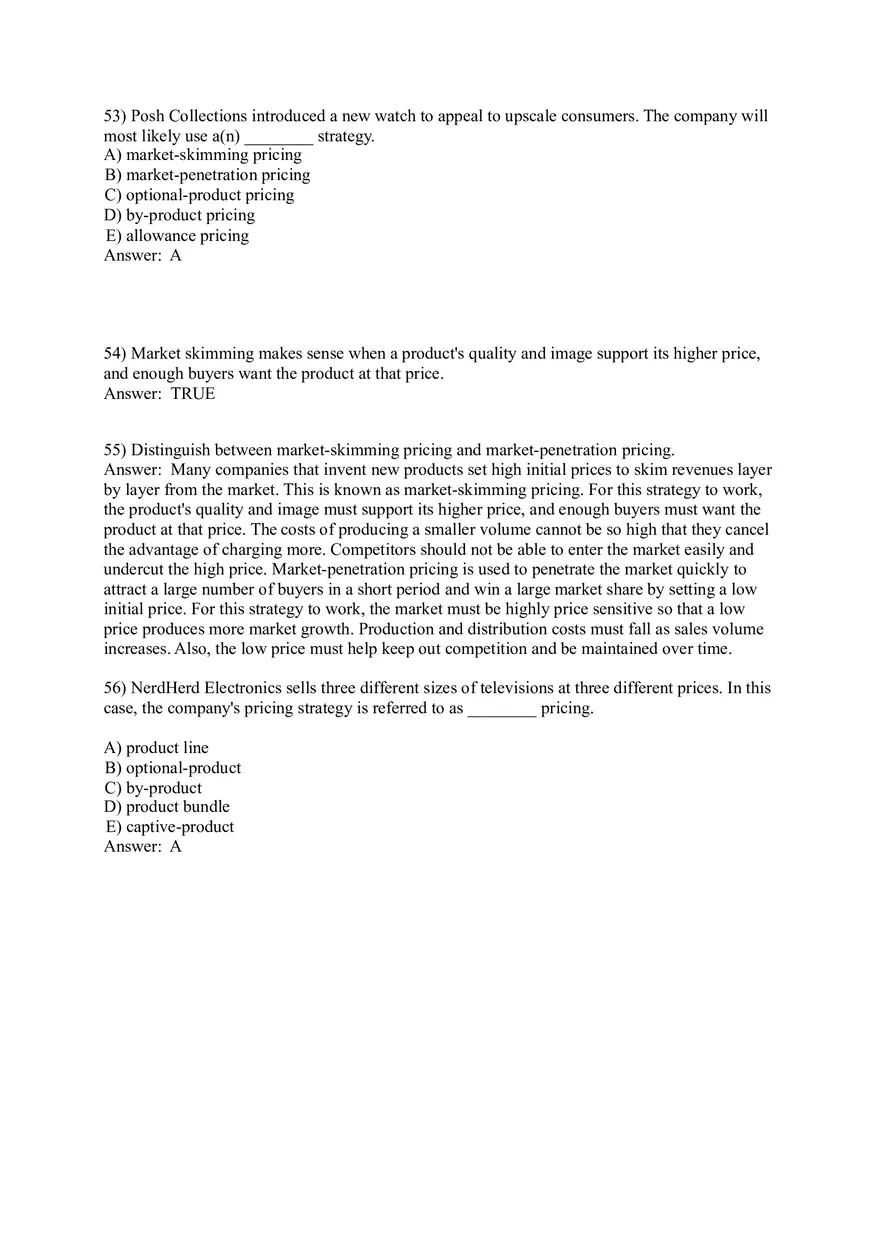 Pricing - Understanding and Capturing Customer Value 36-73 Answer Key - Page 5