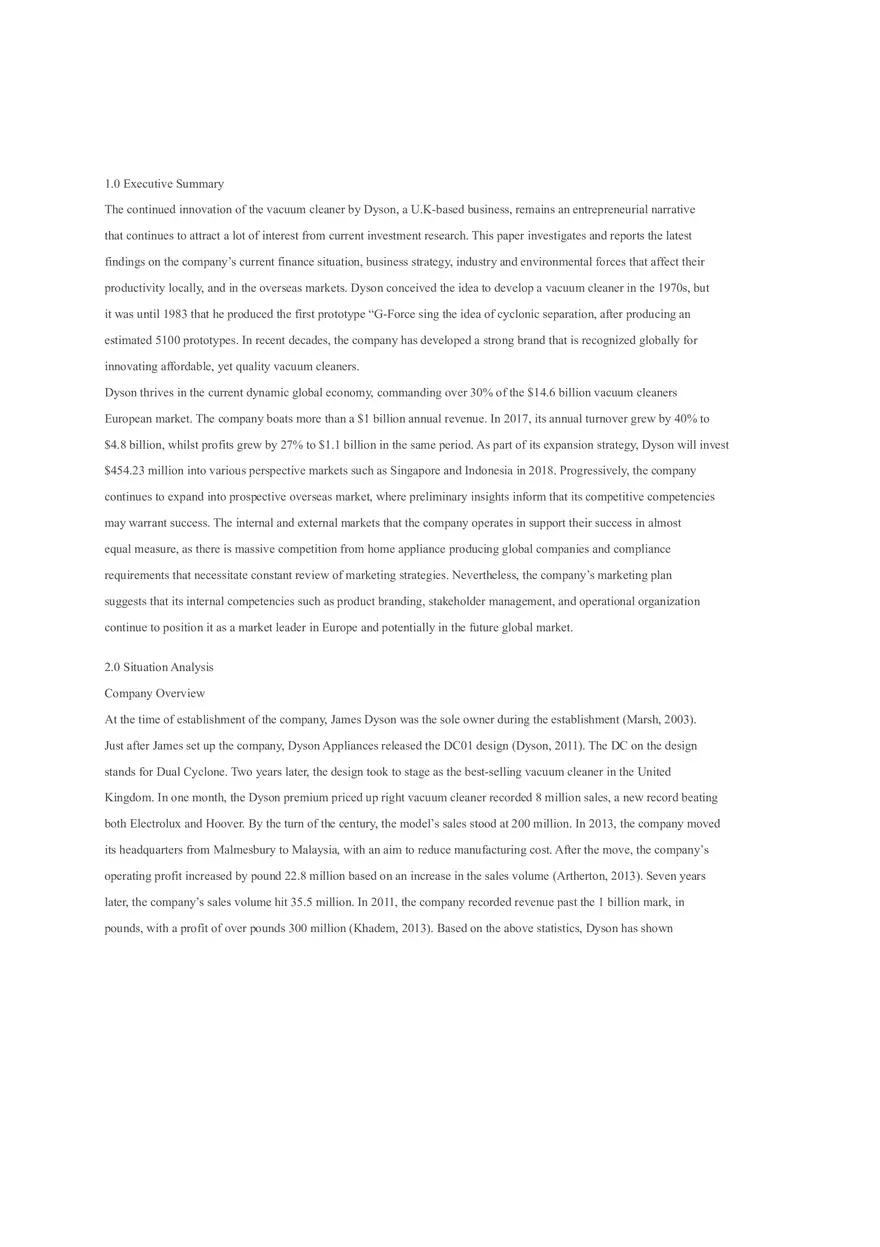 Dyson Market Plan - Page 1