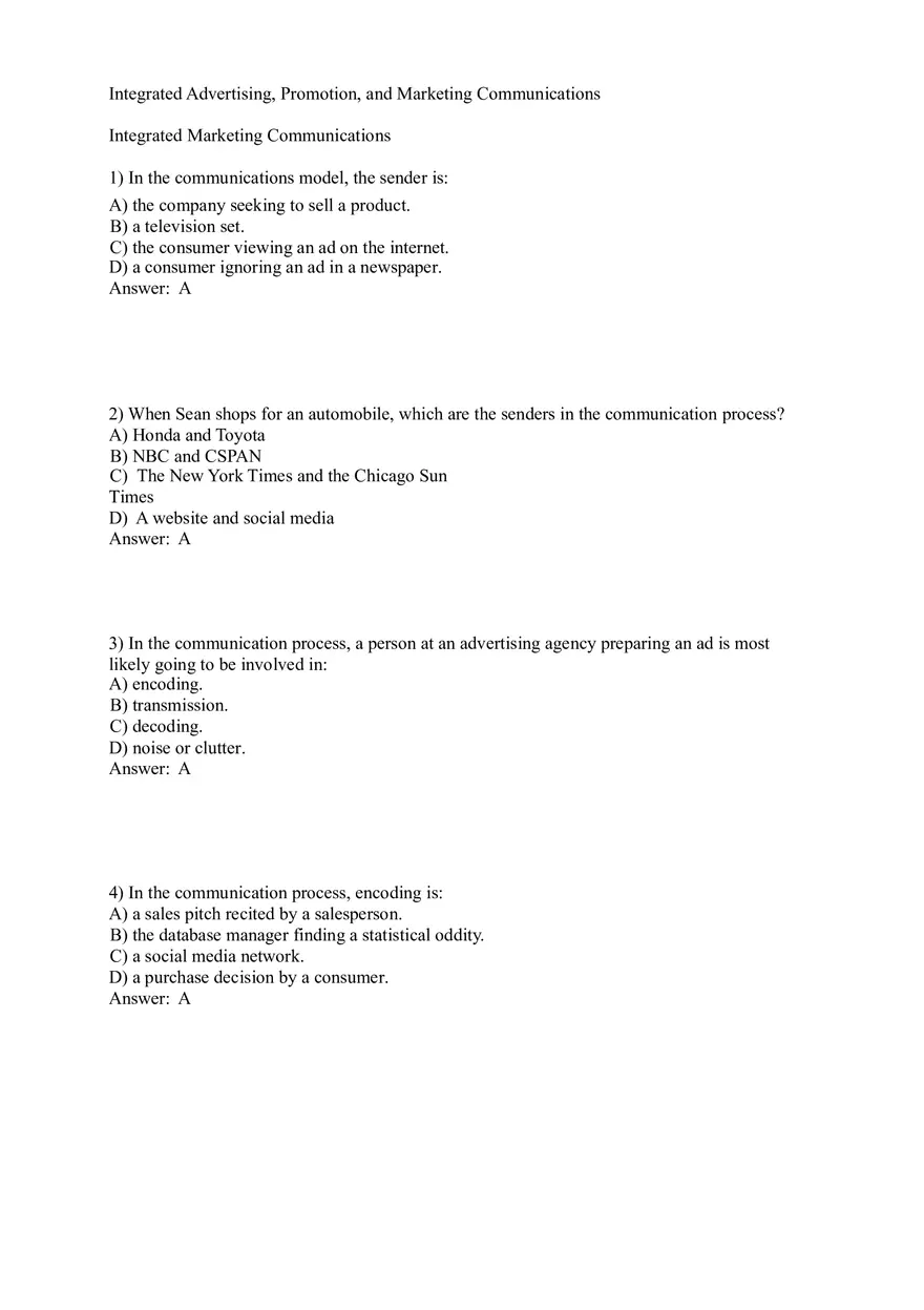 Integrated Marketing Communications - 56 Answers - Page 1