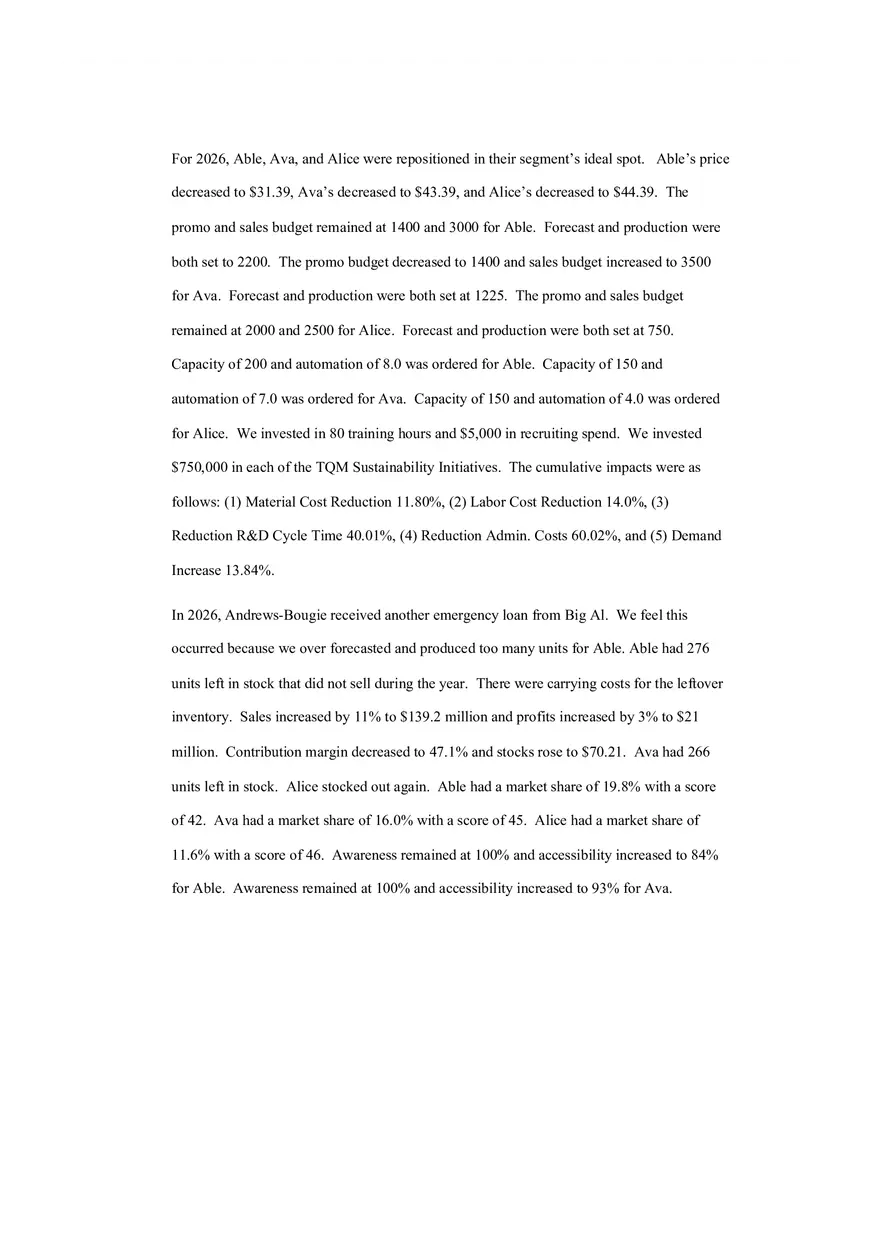 Final Project Company Performance Summary - Page 11