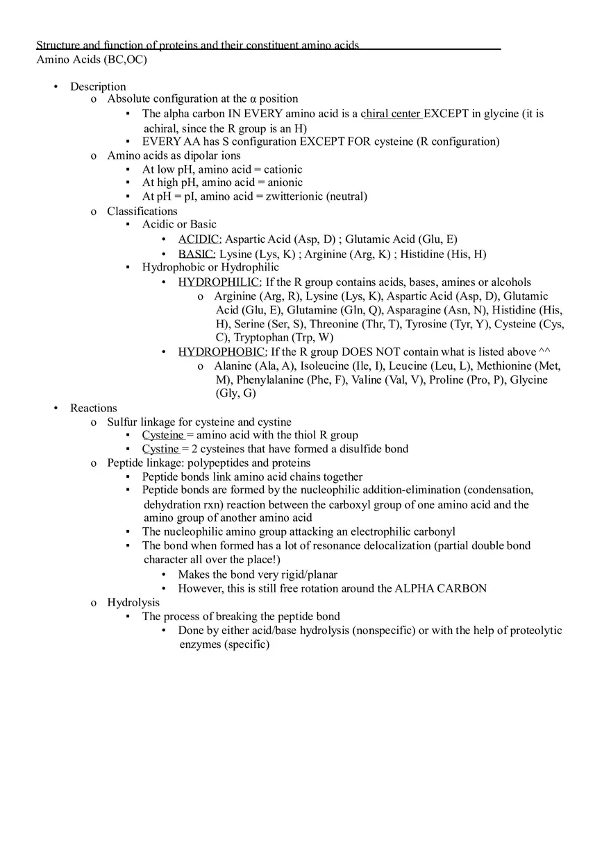 Structure and Function of Proteins - Page 1
