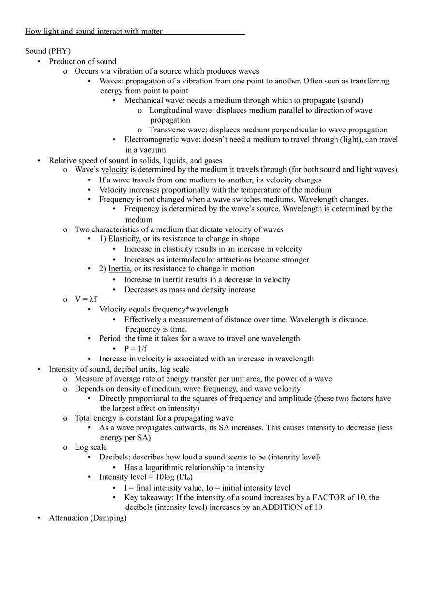 How Light and Sound Interact With Matter - Page 1