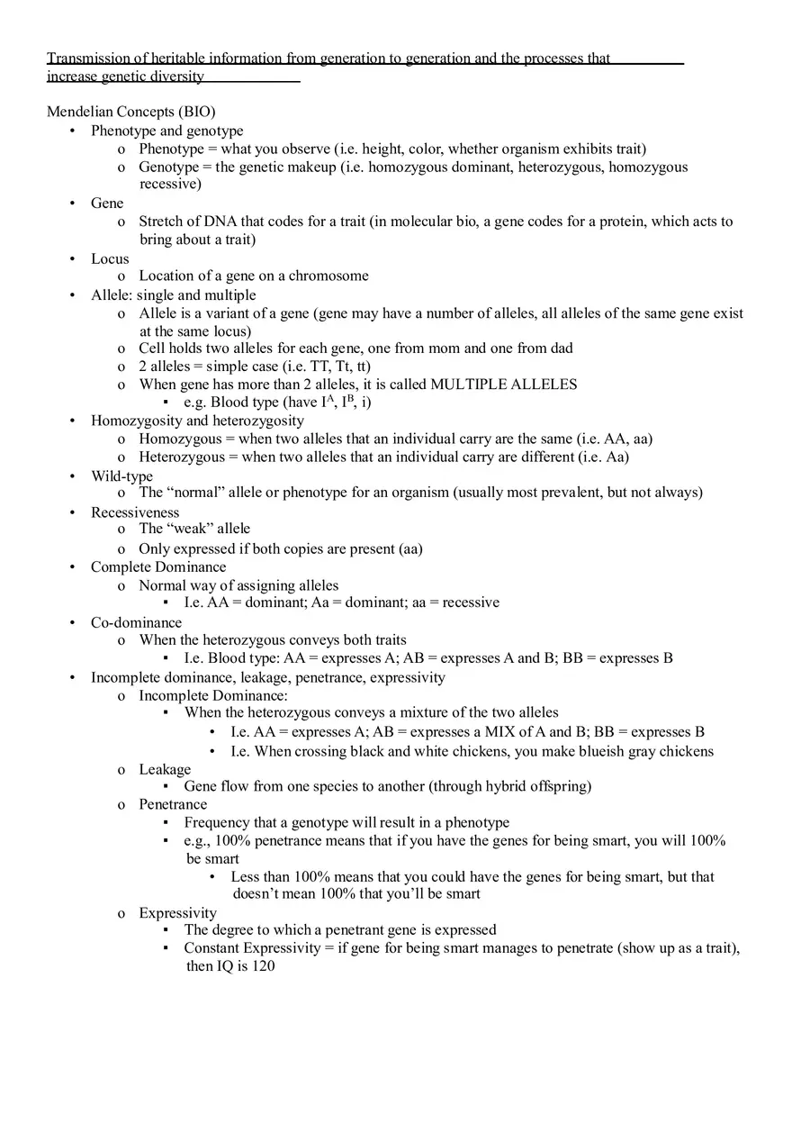 Transmission of Heritable Information - Page 1
