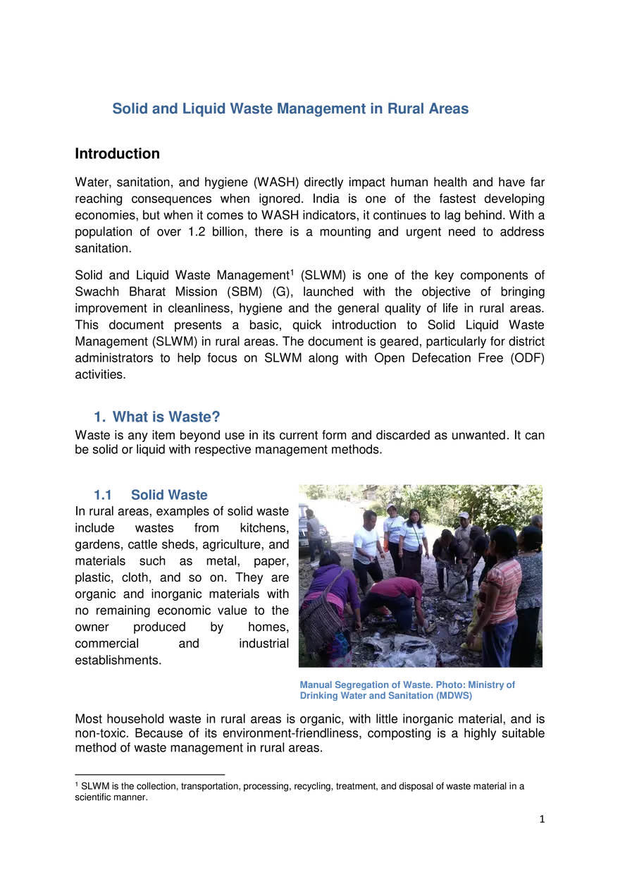 Solid and Liquid Waste Management in Rural Areas - Page 1