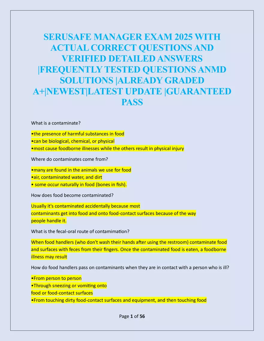 Serusafe Manager Exam 2025 - Page 1