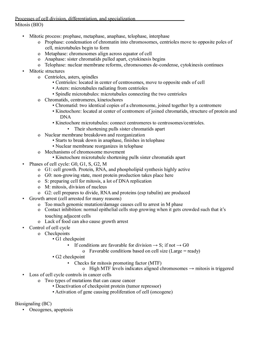Processes of Cell Division - Page 1