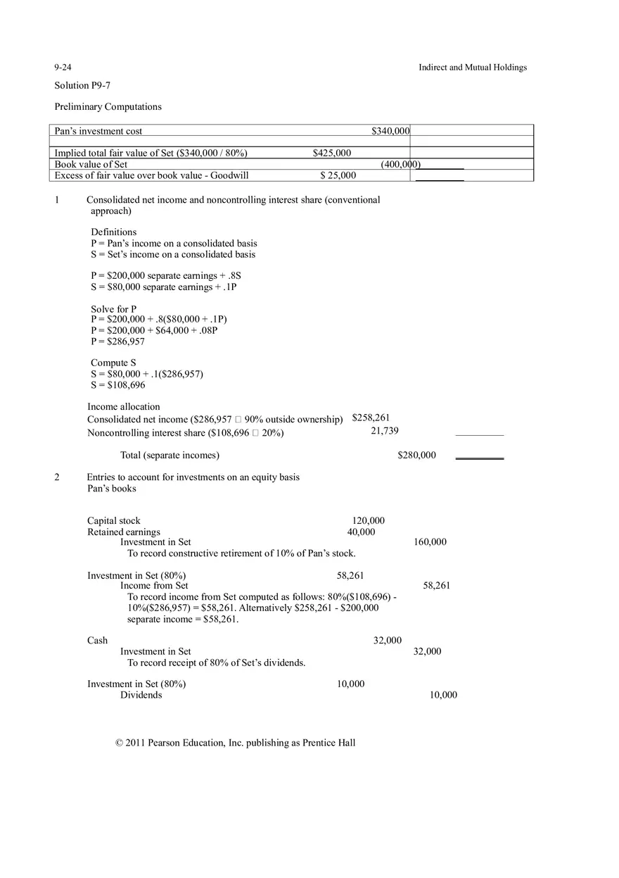 Indirect and Mutual Holdings Answers 1 - Page 9