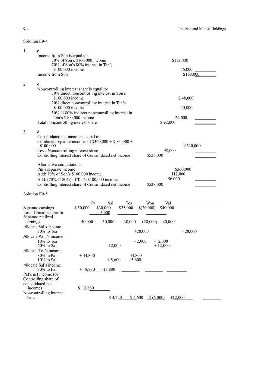 Indirect and Mutual Holdings Answers 1 - Page 10
