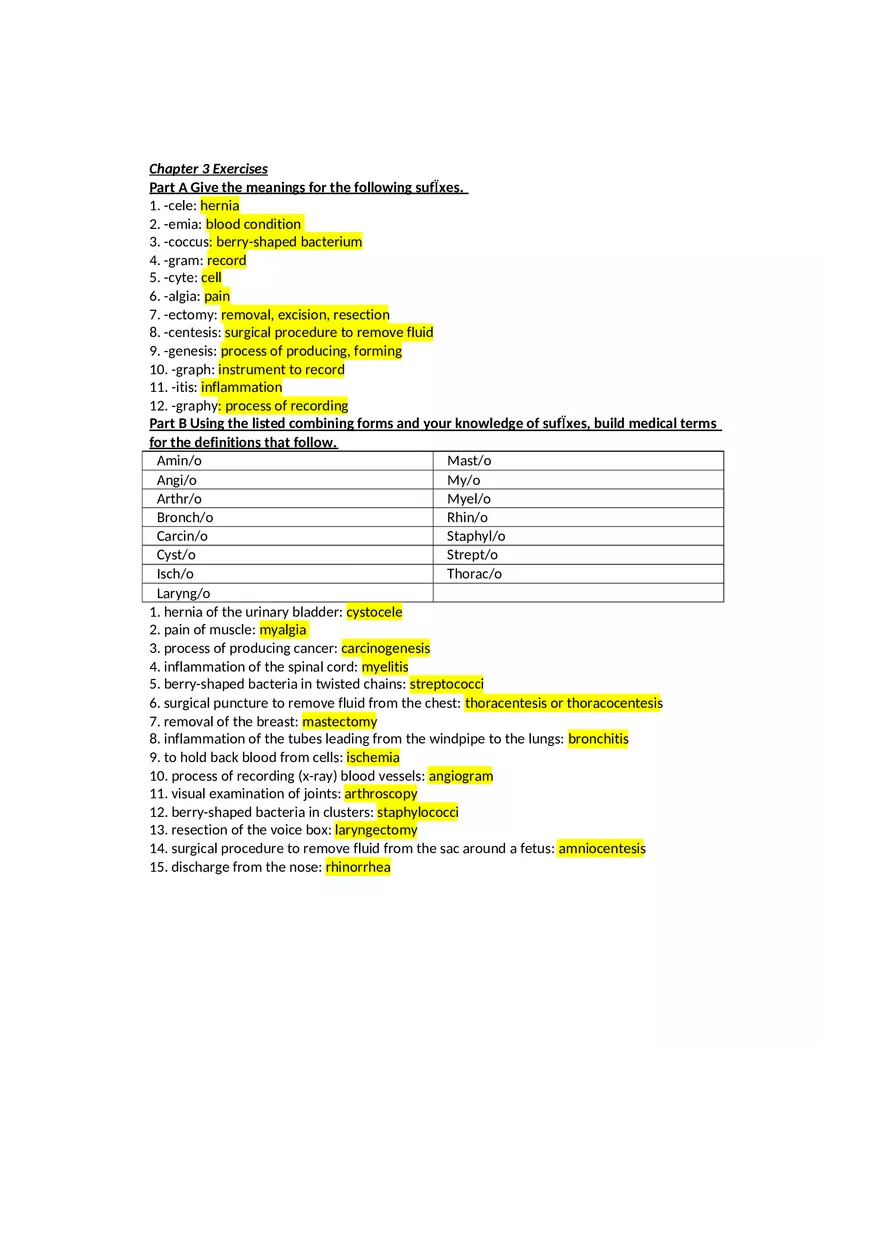 Give the Meanings for the Following SufÏxes Exercises and Terminology - Page 1