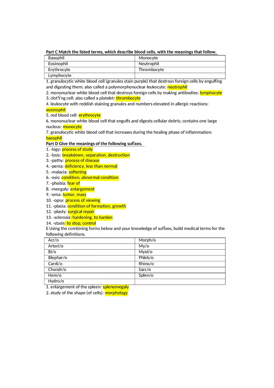 Give the Meanings for the Following SufÏxes Exercises and Terminology - Page 2