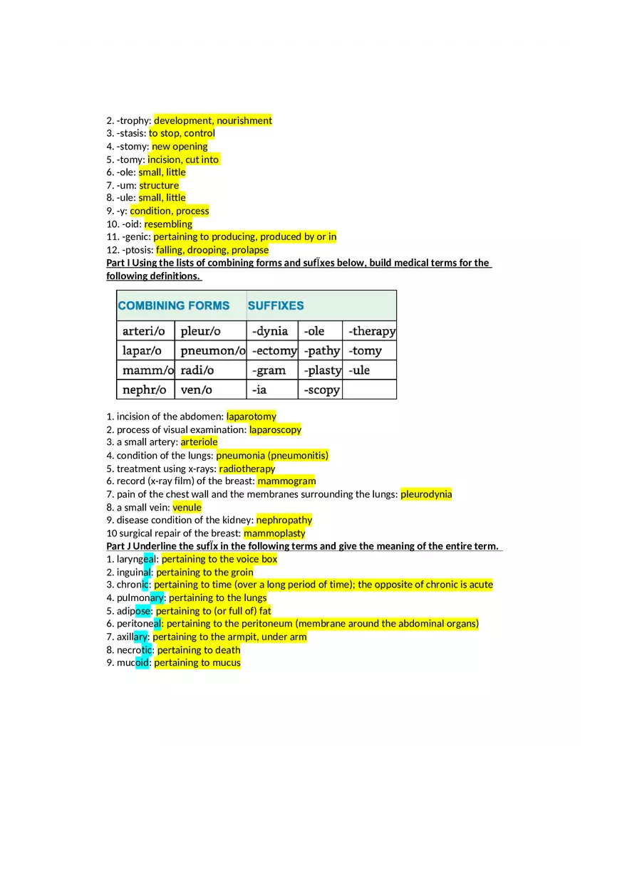Give the Meanings for the Following SufÏxes Exercises and Terminology - Page 4