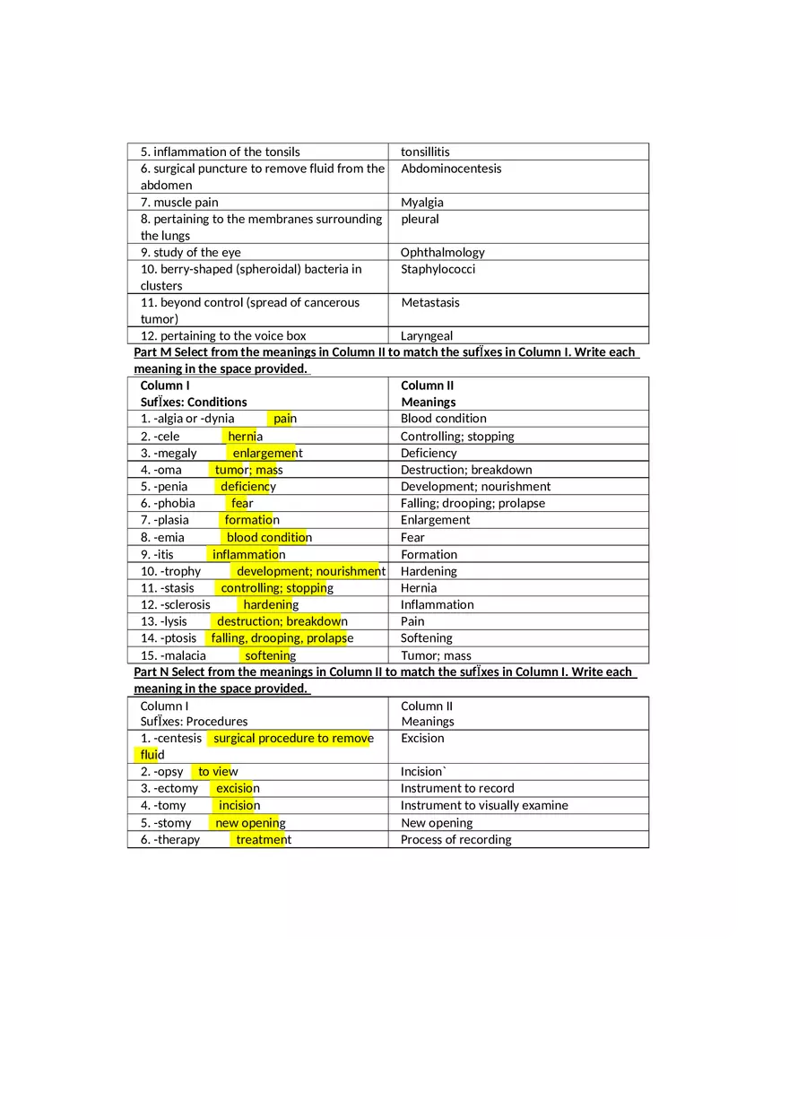 Give the Meanings for the Following SufÏxes Exercises and Terminology - Page 6