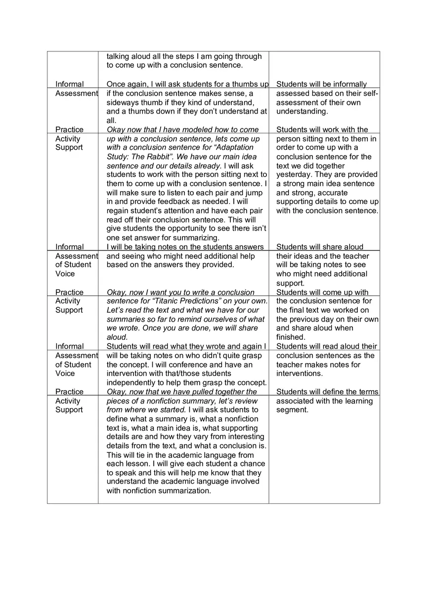 Lesson Plans - Summarizing Non-fiction Unit - Page 11