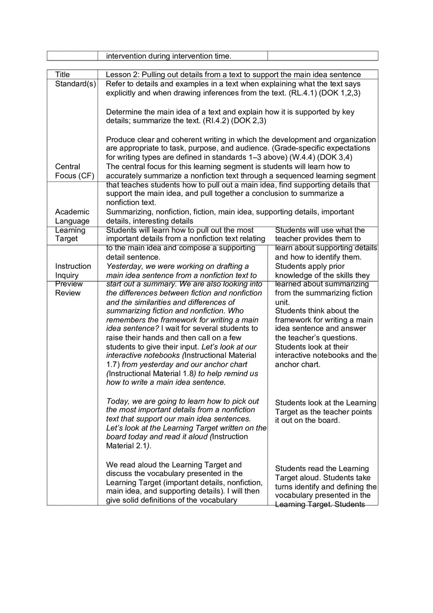Lesson Plans - Summarizing Non-fiction Unit - Page 6