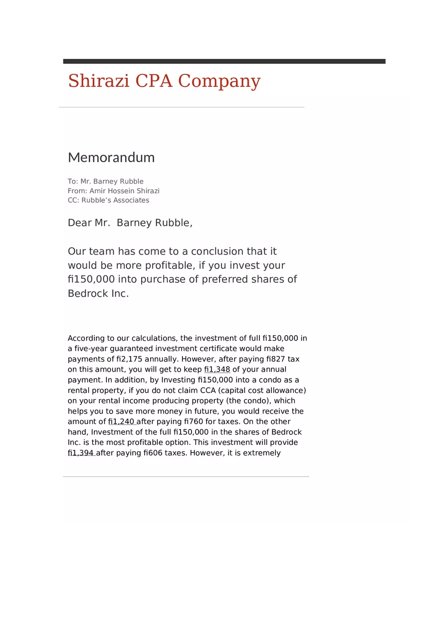 Example - Format for Tax Communication - Page 1