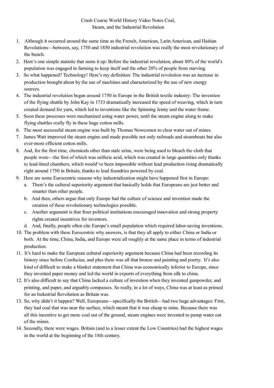 Coal, Steam, and the Industrial Revolution - Page 1