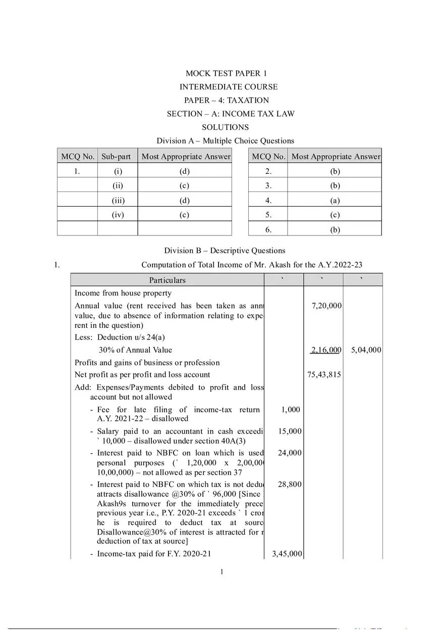 Income from House Property - Page 1